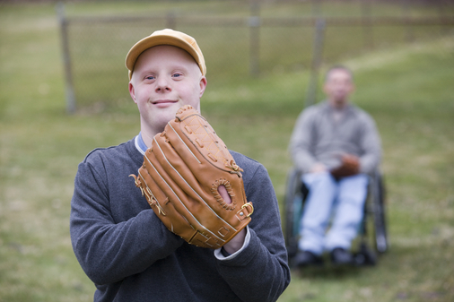 Boy with baseball grove